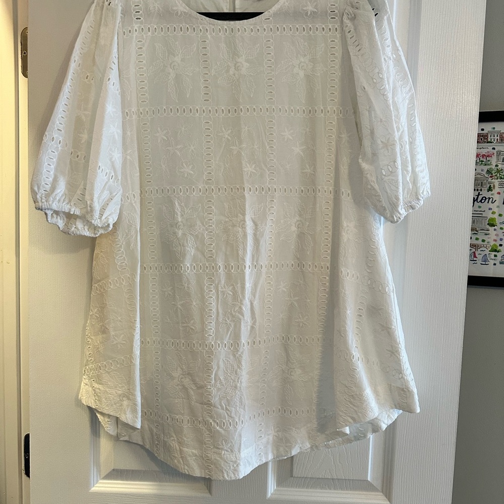 Olivaceous White Eyelet Dress